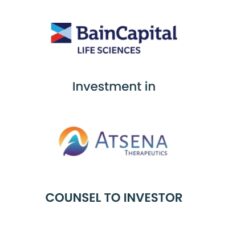 Bain Life Sciences Investment In Atsena Therapeutics Tombstone